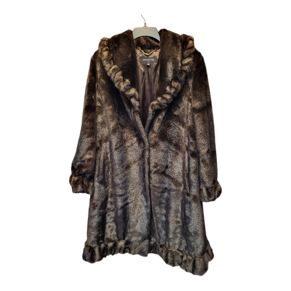 Vintage Jones New York Womens Faux Fur Mink Coat Plush Texture - Size M - Picture 1 of 5